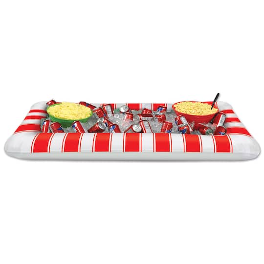 Beistle 28" x 4.47ft. Inflatable Red & White Striped Buffet Cooler
